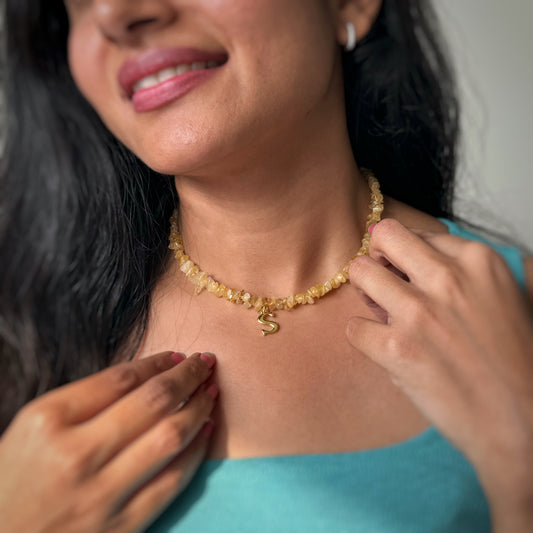 Classic Citrine Alphabet Necklace