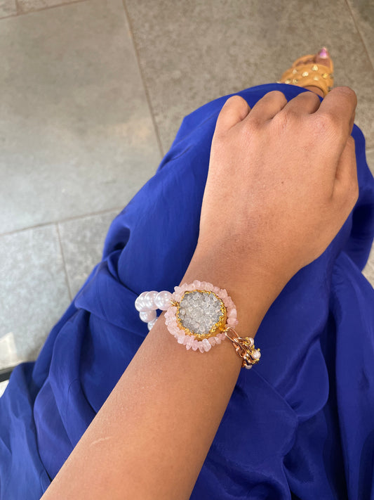 Modern Rose Quartz Love Pearl Bracelet