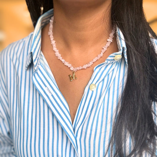 Signature Rose Quartz Alphabet Necklace