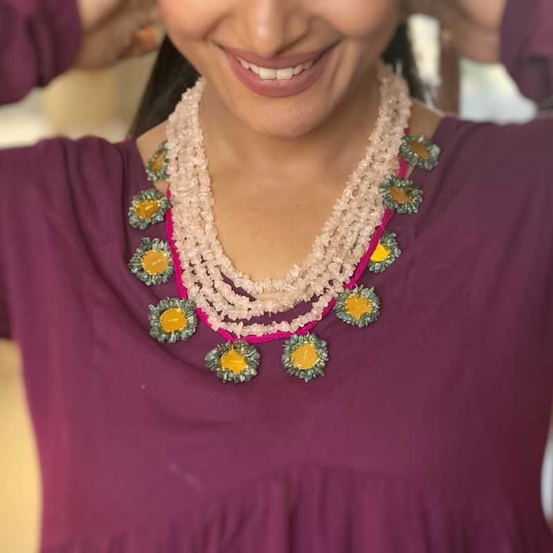 Gulabi Noor Long Charmer Statement Necklace Set