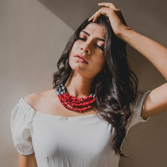 Red Humming Statement Necklace