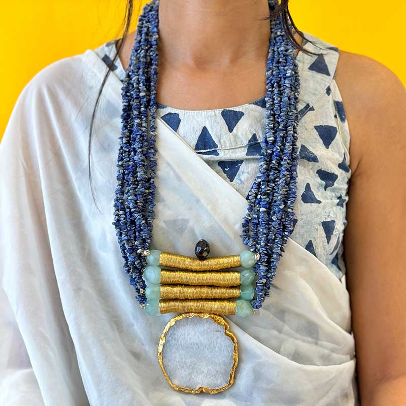 Dreamy Sky Chunky Blue Necklace Set