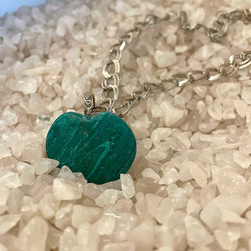 Green Hues Malachite Heart Shape Necklace