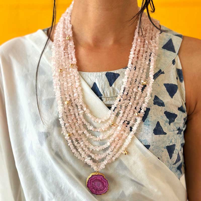 Sunshine Long Layer Pink Necklace